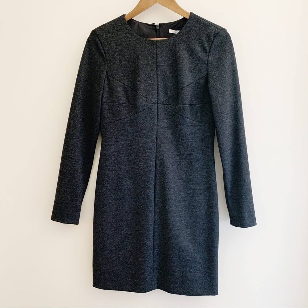 Diane Von Furstenberg Grey Wool Sheath Dress Sz 4 Corporate Chic Minimalist